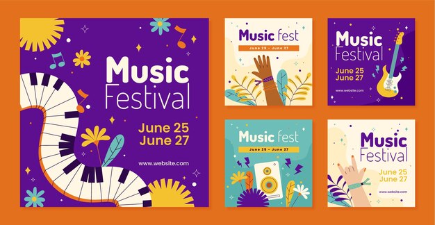 Modello di post instagram del festival musicale