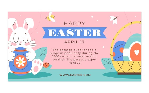 Modello di post sui social media di Pasqua piatto