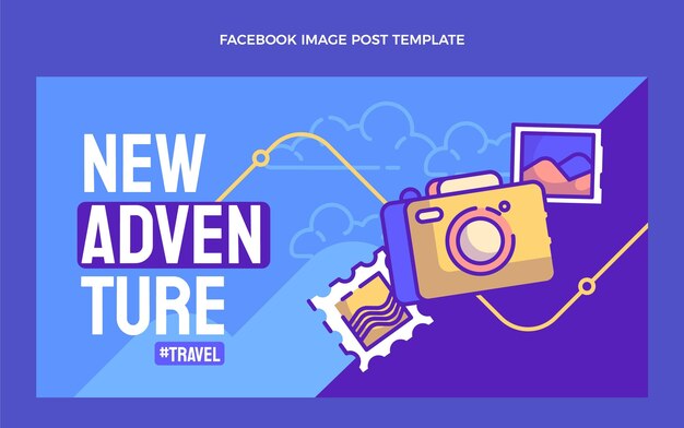 Modello di post sui social media di viaggio disegnato a mano