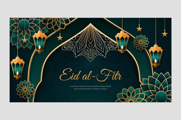 Modello di post sui social media gradiente eid al-fitr