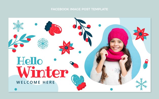Modello di post sui social media invernali piatto