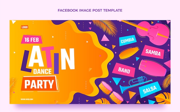 Modello di post sui social media per feste di ballo latino sfumato