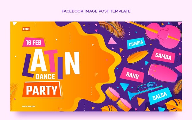 Modello di post sui social media per feste di ballo latino sfumato