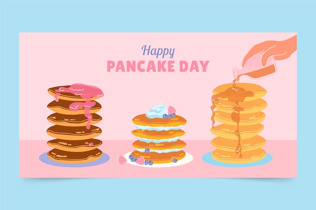 Modello di post sui social media per il giorno del pancake piatto