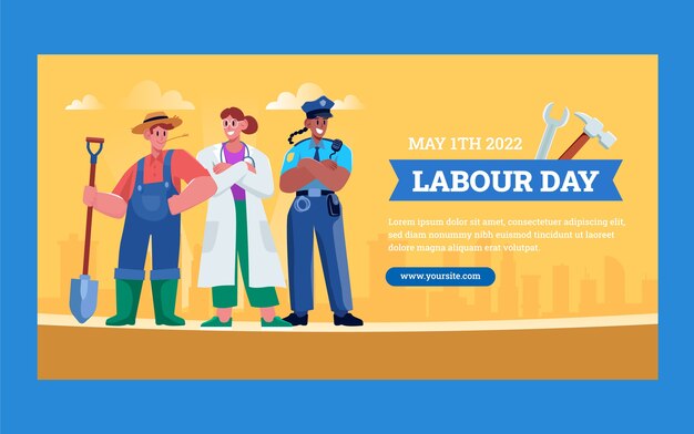 Modello di post sui social media per la festa del lavoro piatto