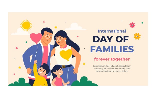 Modello di post sui social media piatto per la celebrazione della giornata internazionale delle famiglie