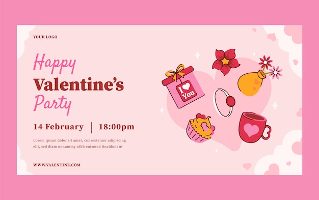 Modello di post sui social media piatto per la celebrazione di san valentino