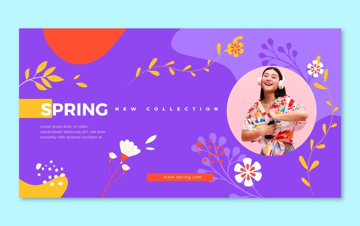 Vettore gratuito modello di post sui social media piatto per la primavera