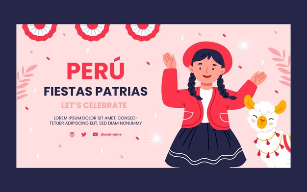 Modello di post sui social media piatto per le celebrazioni delle feste peruviane patrias