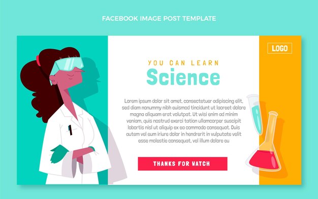 Modello di post sui social media scientifici disegnati a mano
