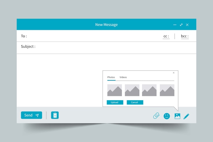 Vettore gratuito modello di posta elettronica vuoto design piatto