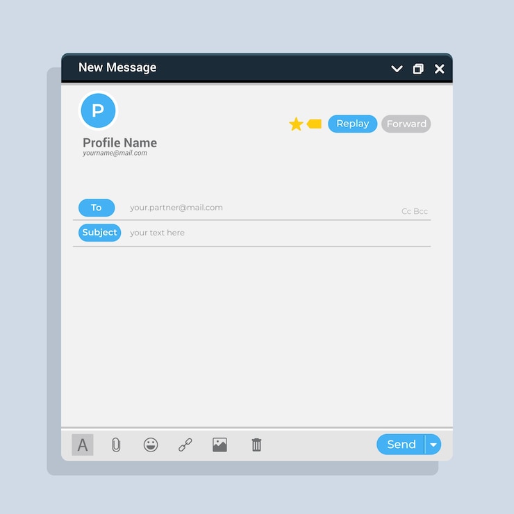 Vettore gratuito modello di posta elettronica vuoto design piatto