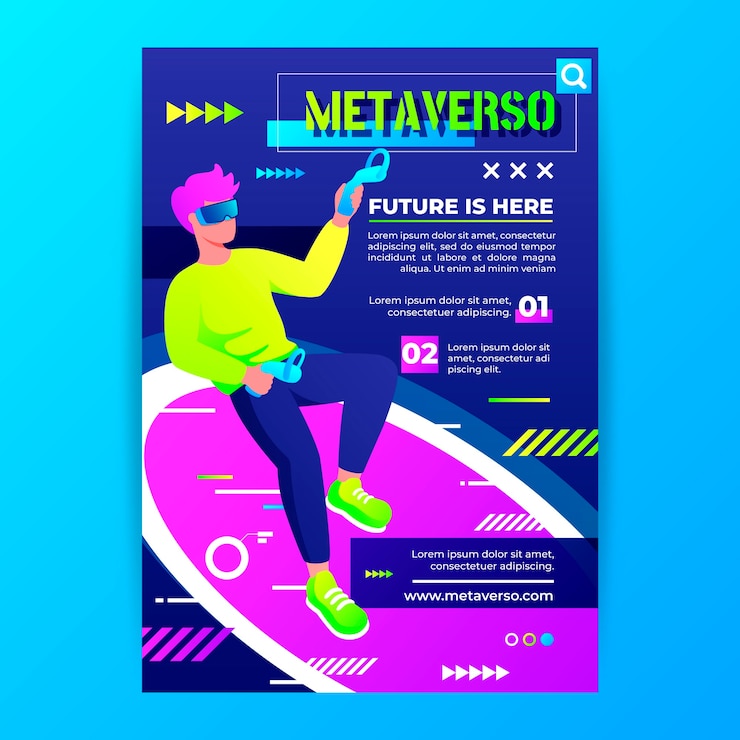 Vettore gratuito modello di poster del concetto di metaverso sfumato