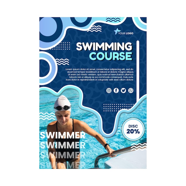 Modello di poster del corso di nuoto Swimming