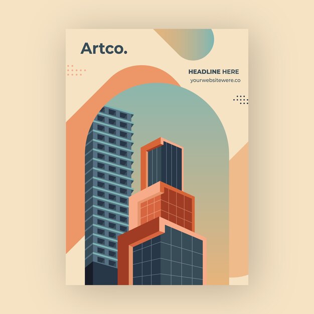 Modello di poster di architettura design piatto