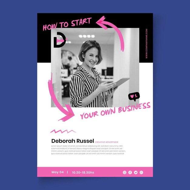 Modello di poster di attività di marketing con foto