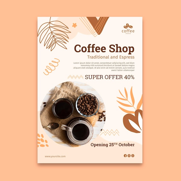 Modello di poster di caffetteria