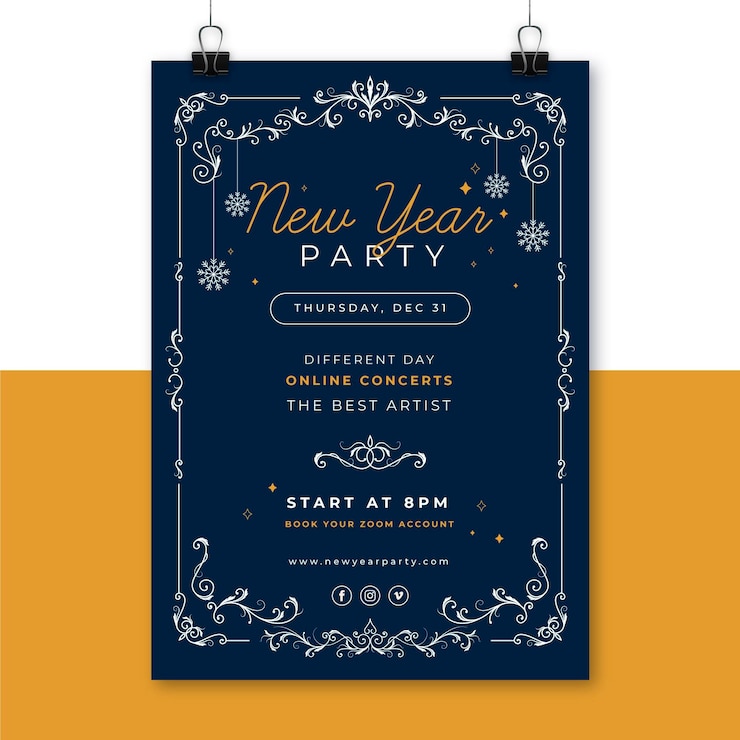 Vettore gratuito modello di poster di capodanno creativo