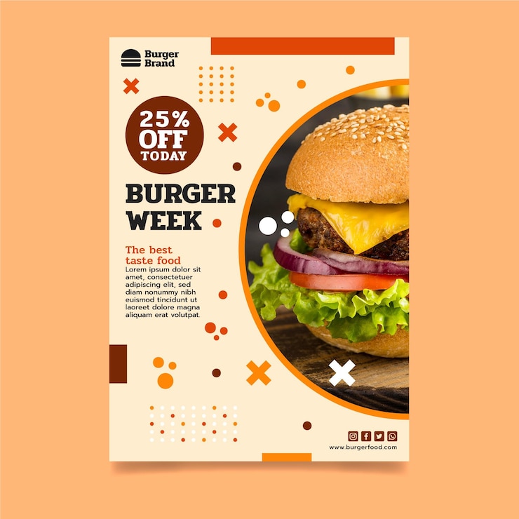 Vettore gratuito modello di poster di cibo americano