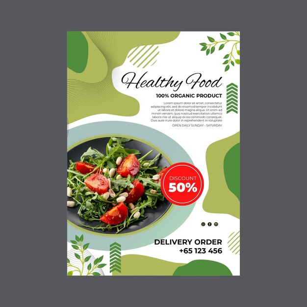 Modello di poster di cibo biologico e sano