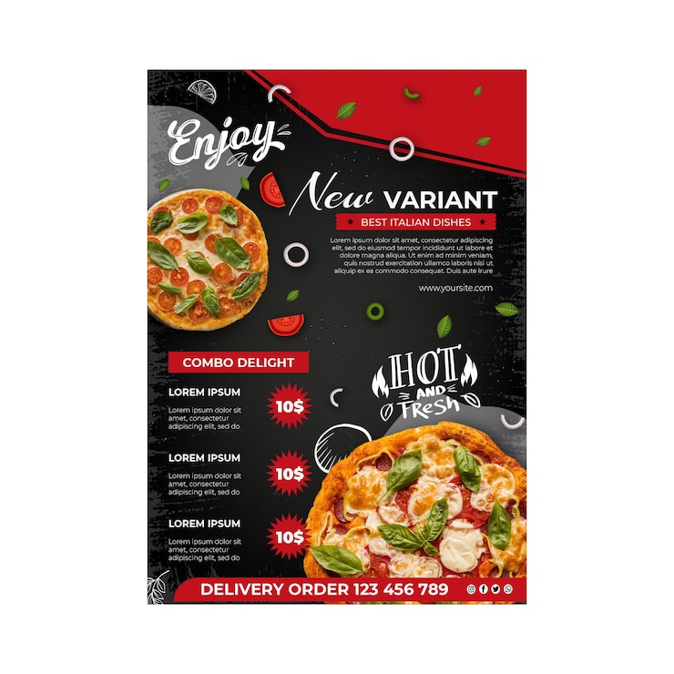Vettore gratuito modello di poster di cibo italiano