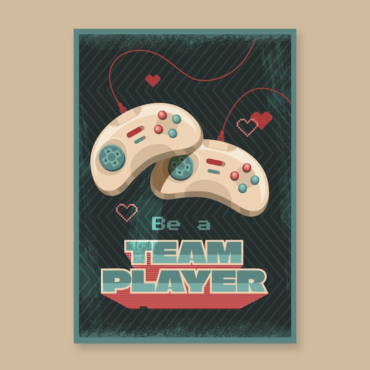 Vettore gratuito modello di poster di gioco retrò disegnato a mano