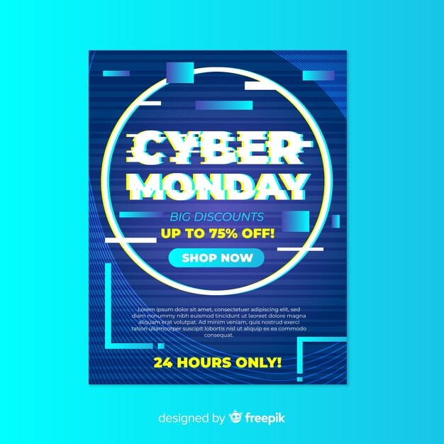 Modello di poster di glitch cyber lunedì