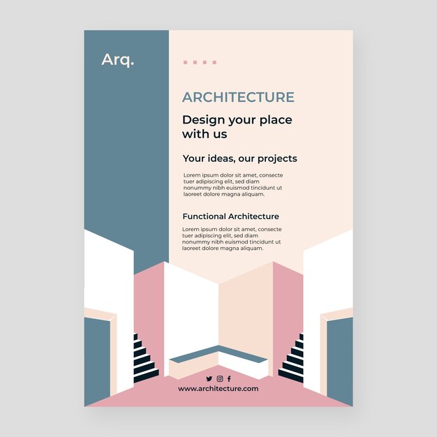Modello di poster di lavoro architetto design piatto