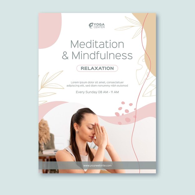 Modello di poster di meditazione e consapevolezza