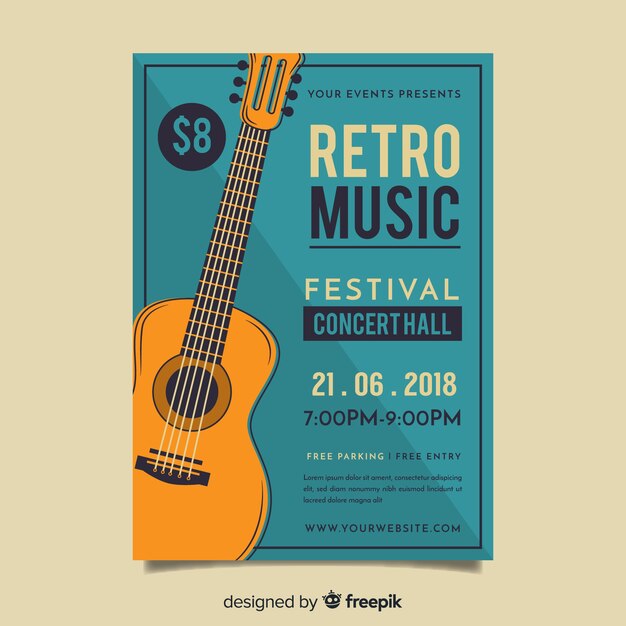 Modello di poster di musica retrò