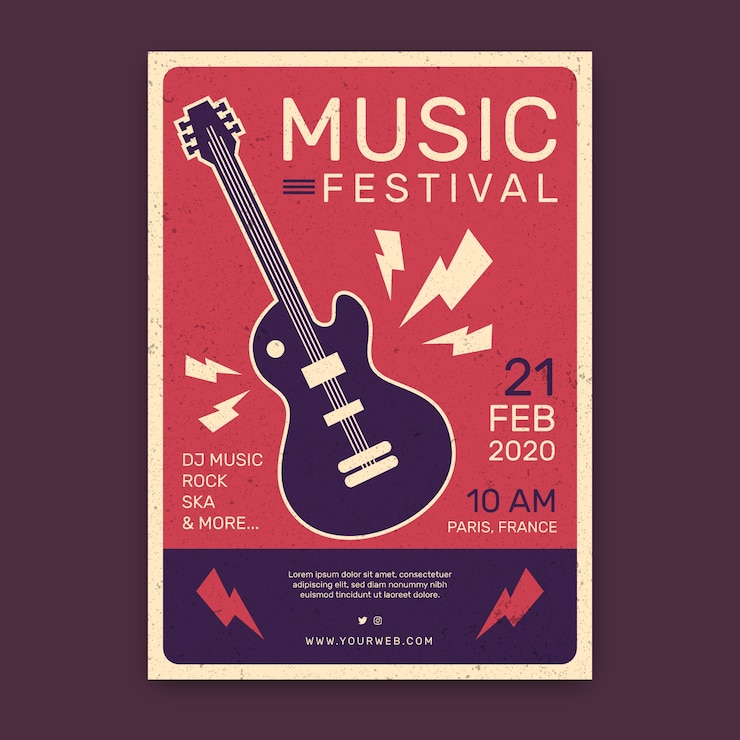 Vettore gratuito modello di poster di musica retrò
