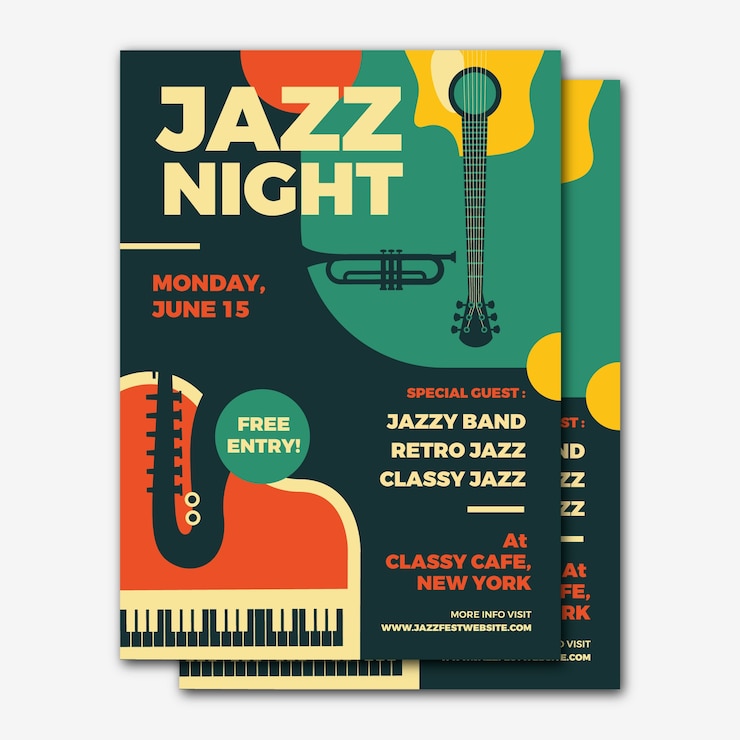 Vettore gratuito modello di poster di musica