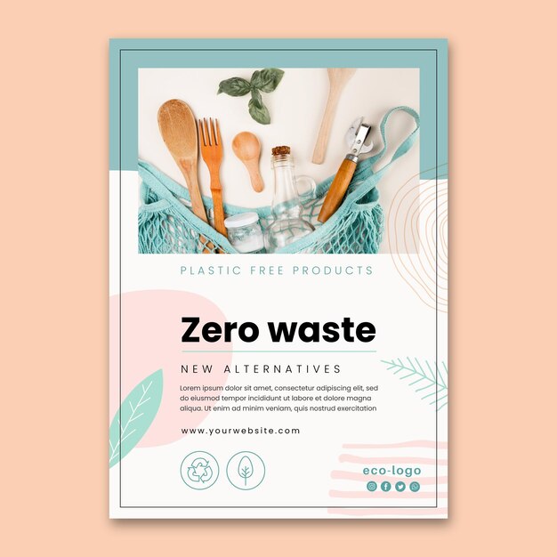 Modello di poster di prodotti senza plastica a spreco zero