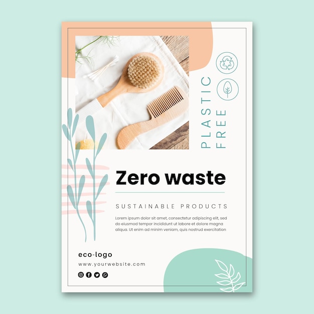 Modello di poster di prodotti senza plastica a spreco zero