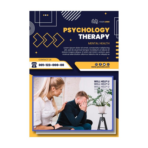 Modello di poster di psicologia terapia