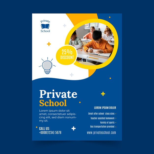 Modello di poster di scuola privata disegnato a mano