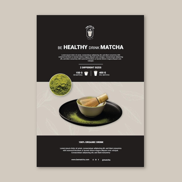 Modello di poster di tè matcha