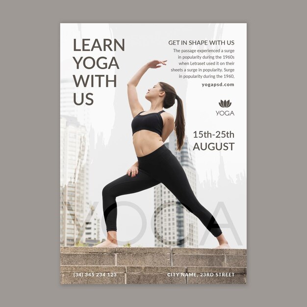 Modello di poster di yoga con foto