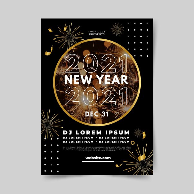 Modello di poster festa di capodanno 2021