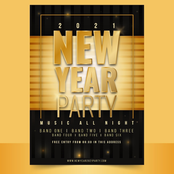 Vettore gratuito modello di poster festa di capodanno 2021