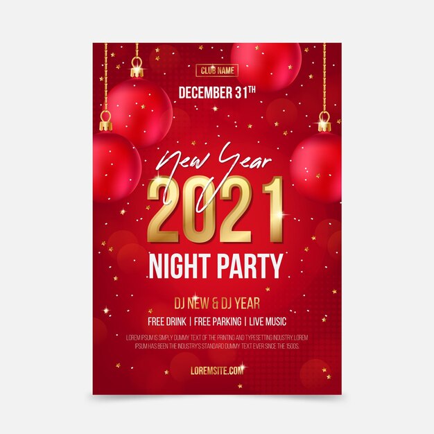 Modello di poster festa di capodanno 2021