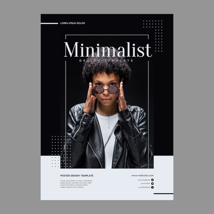 Vettore gratuito modello di poster minimalista dal design piatto