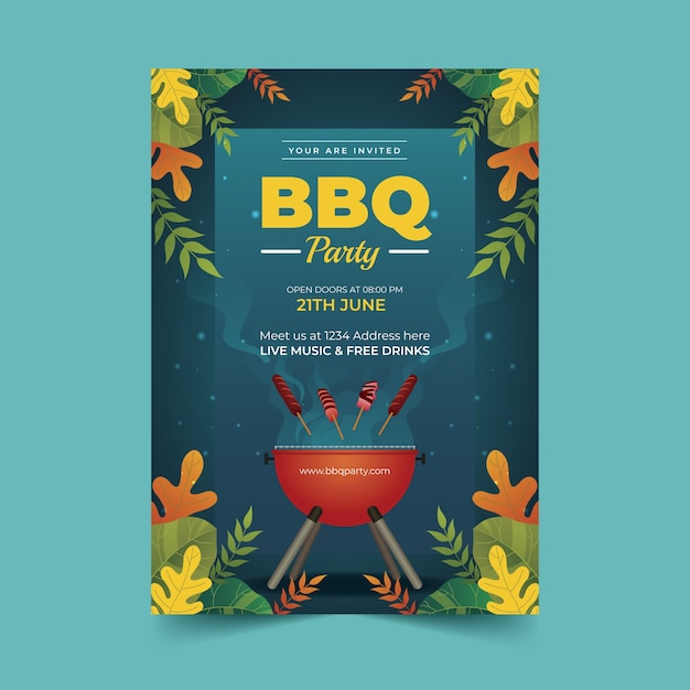 Modello di poster per barbecue party estivo sfumato