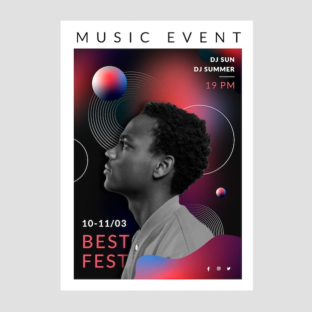 Modello di poster per eventi musicali sfumati
