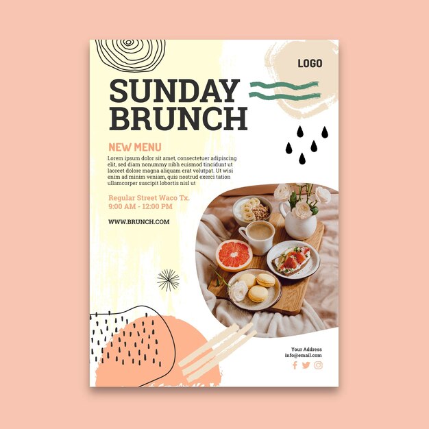 Modello di poster per il brunch della domenica