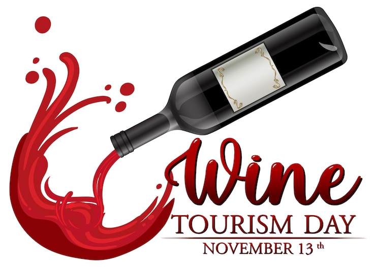 Vettore gratuito modello di poster per la giornata del turismo del vino
