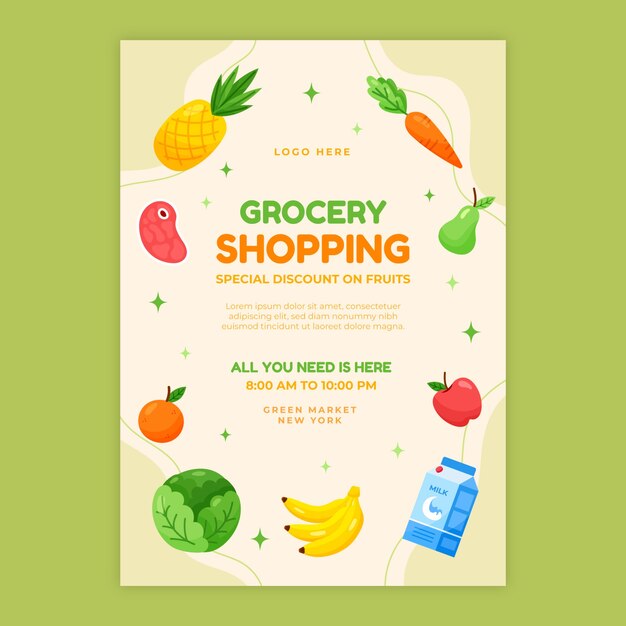 Modello di poster per negozio di alimentari