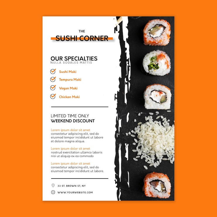 Vettore gratuito modello di poster ristorante giapponese
