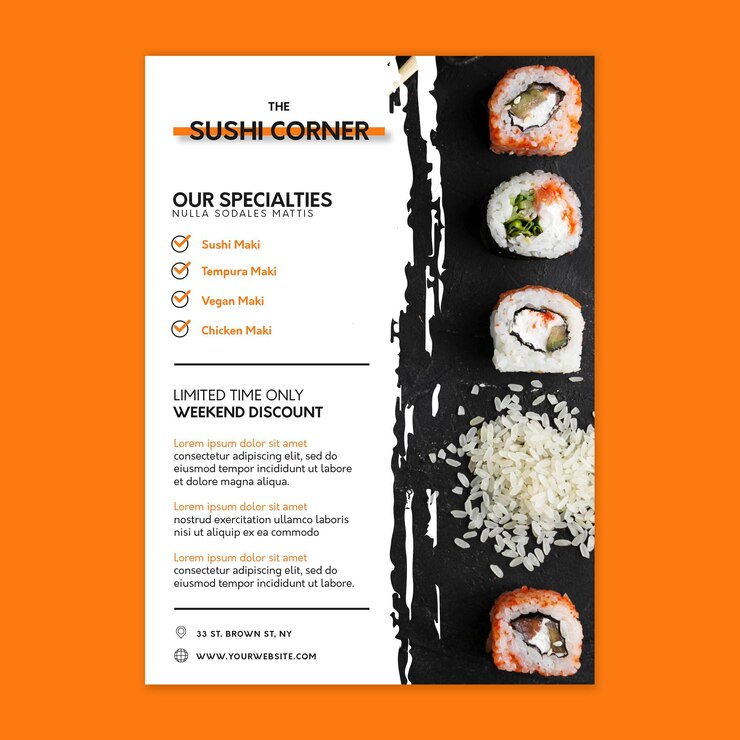 Vettore gratuito modello di poster ristorante giapponese