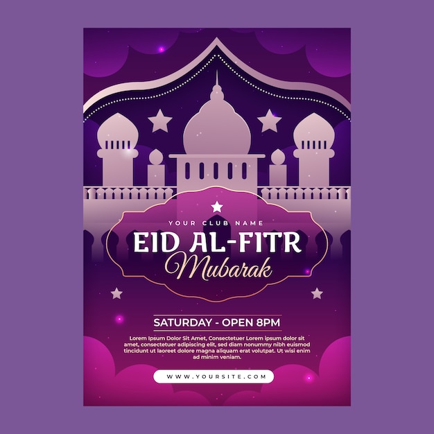 Modello di poster sfumato eid al-fitr